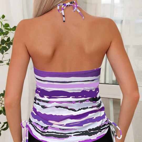 Damen Tankini-Oberteil mit verstellbaren Riemen und raffiniertem Wickeldetail EB