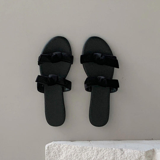 Damen stilvolle Slipper mit dekorativem Schleifendetail EB