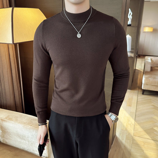 Herren modischer Pullover mit hohem Kragen und eleganter Passform EB