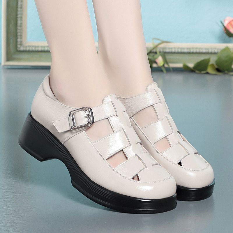 Damen Elegante Komfortsandalen mit verstellbarem Riemen und bequemem Absatz EB