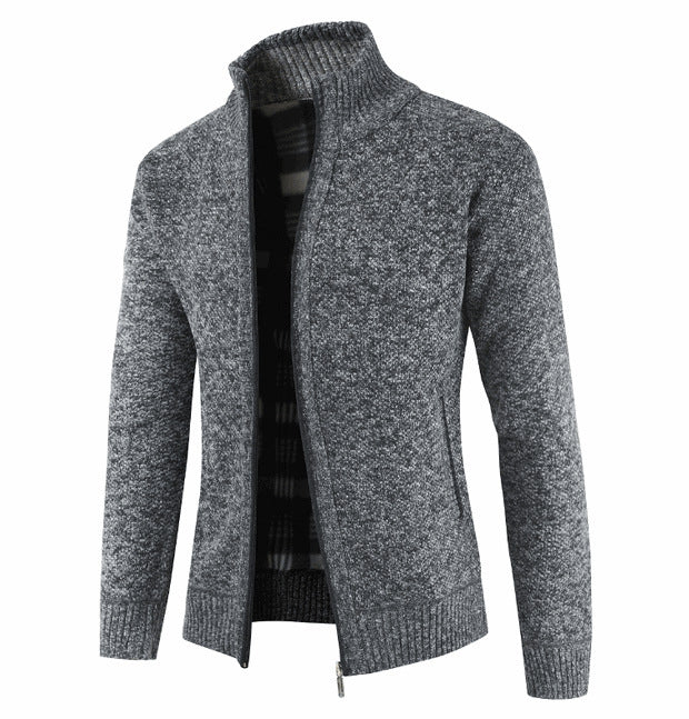 Herren Strickjacke mit hohem Kragen und seitlichen Taschen EB
