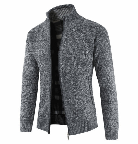 Herren Strickjacke mit hohem Kragen und seitlichen Taschen EB