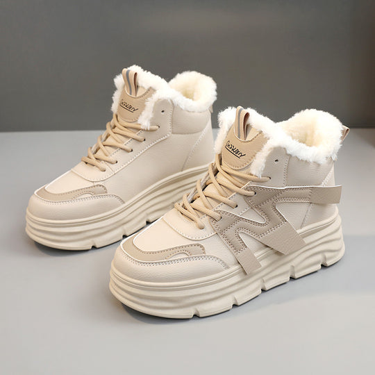 Damen modische High-Top Sneakers mit kuscheligem Innenfutter und robustem Profil EB