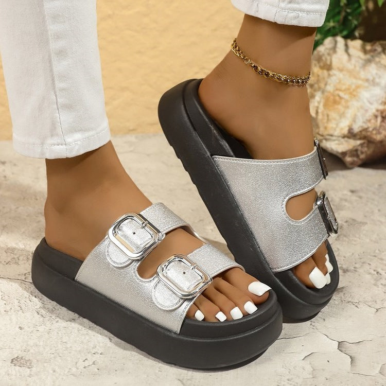 Damen modische Riemchensandalen mit verstellbaren Schnallen EB