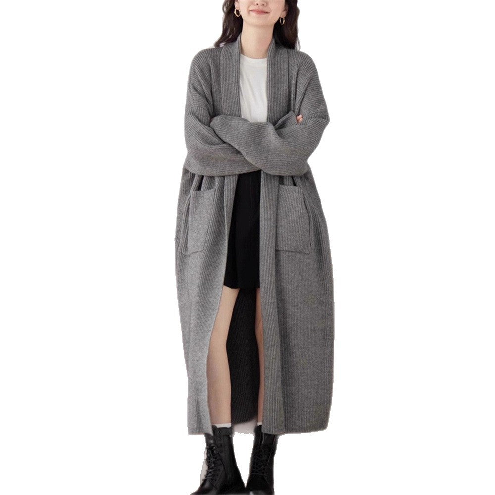 Damen Grob gestrickter Cardigan mit offenen Seiten und praktischen Taschen EB