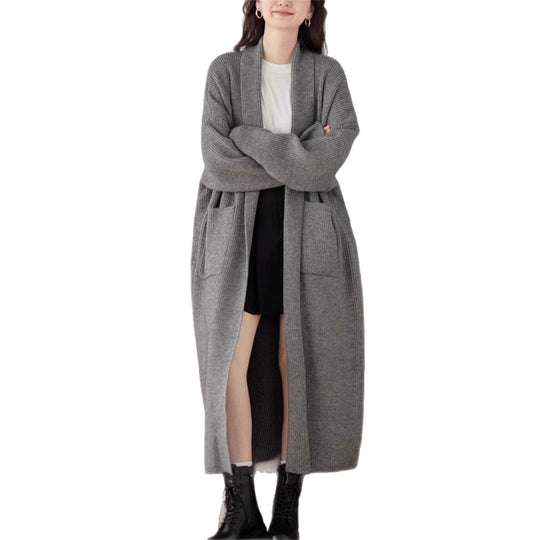 Damen Grob gestrickter Cardigan mit offenen Seiten und praktischen Taschen EB
