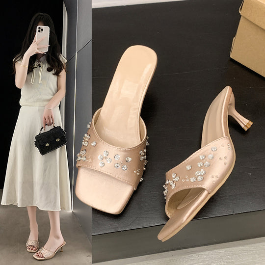 Damen elegante Strass-Pantoletten EB