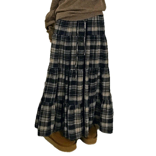 Damen Langer, karierter Maxi-Rock im Lagenlook EB