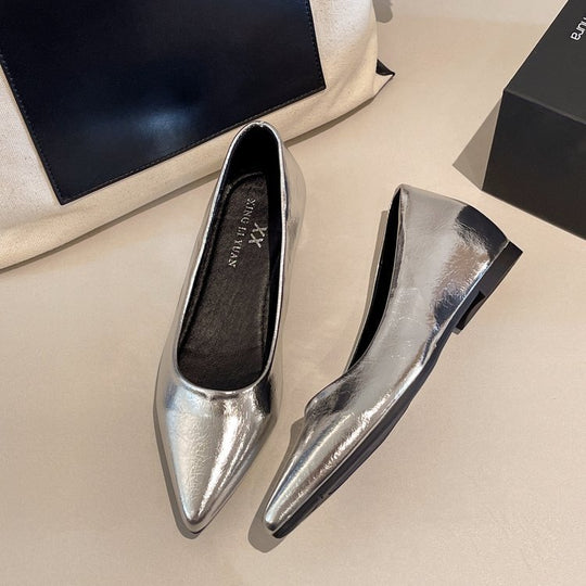 Damen modische spitze Ballerinas aus hochwertigem Leder EB
