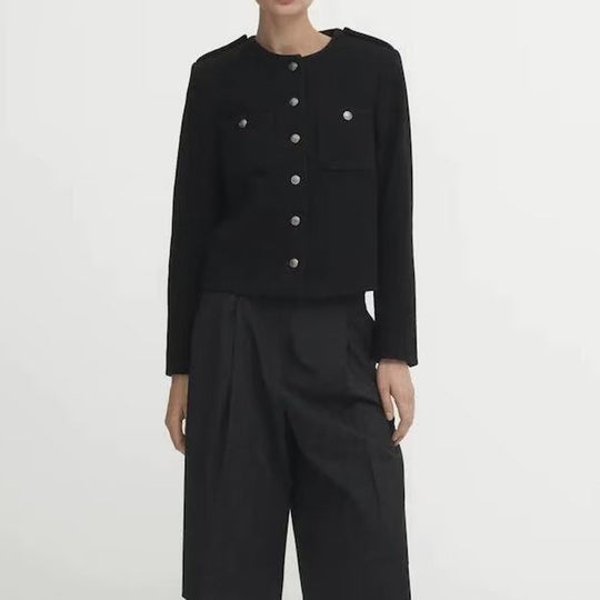 Damen Kurzjacke mit praktischen Taschen und eleganten Knopfdetails EB