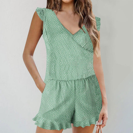 Damen Jumpsuit mit anmutigen Rüschenärmeln und figurschmeichelnder Silhouette EB