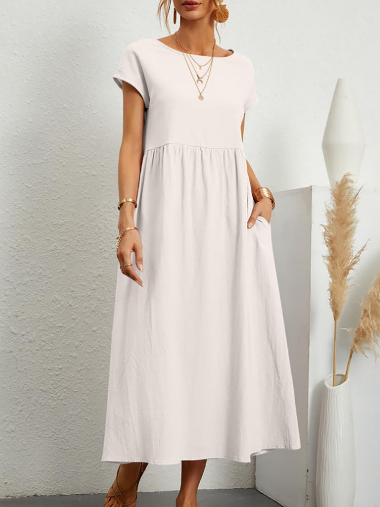 Damen Midikleid mit Lässigem Schnitt und Seitlichen Taschen EB
