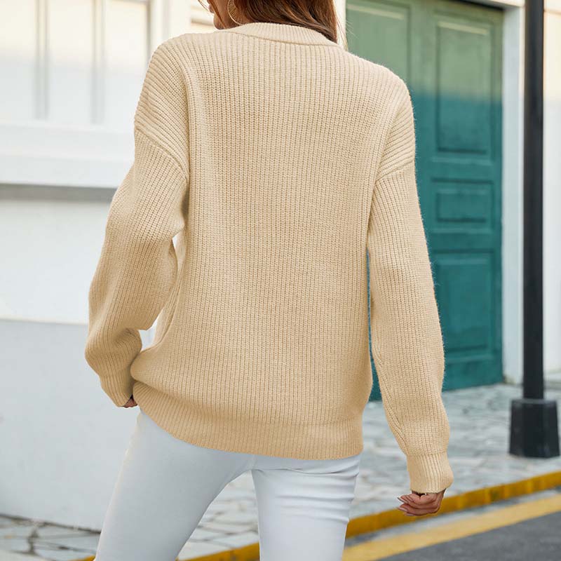 EB | Einfarbiger Strickpullover Mit Feinem Strick