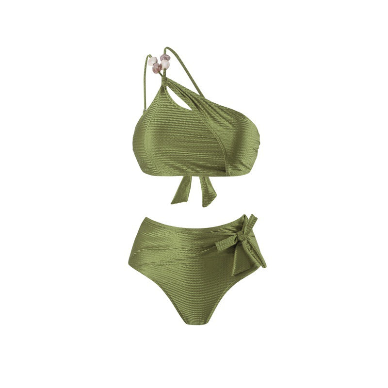 Damen Hochgeschnittener Bikini mit asymmetrischem Schnitt und raffiniertem Wickel-Design EB