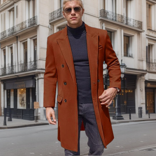 Herren eleganter Doppelknebel-Mantel mit stilvollem Schnitt und modischen Details EB