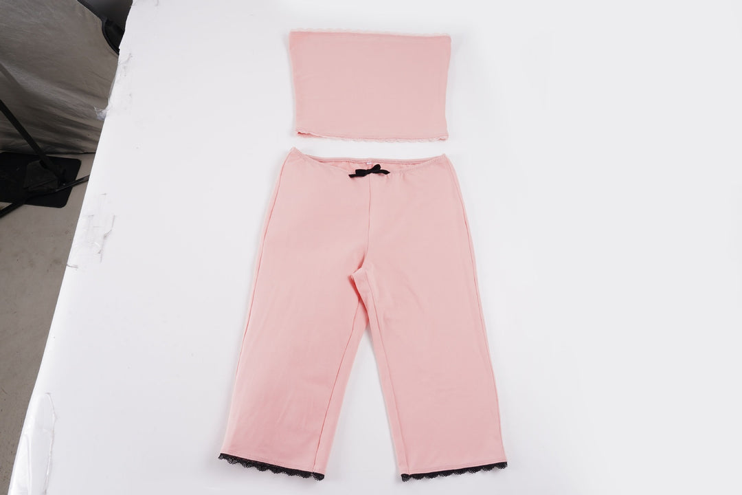 Damen Schlafanzug-Set mit Bustier und Capri-Hosen EB