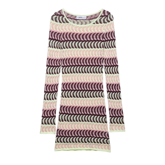 Damen Strickkleid mit einzigartigem geometrischem Muster EB