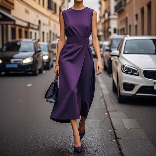 Damen elegantes Maxikleid mit figurbetonter Silhouette und seitlichem Schlitz EB