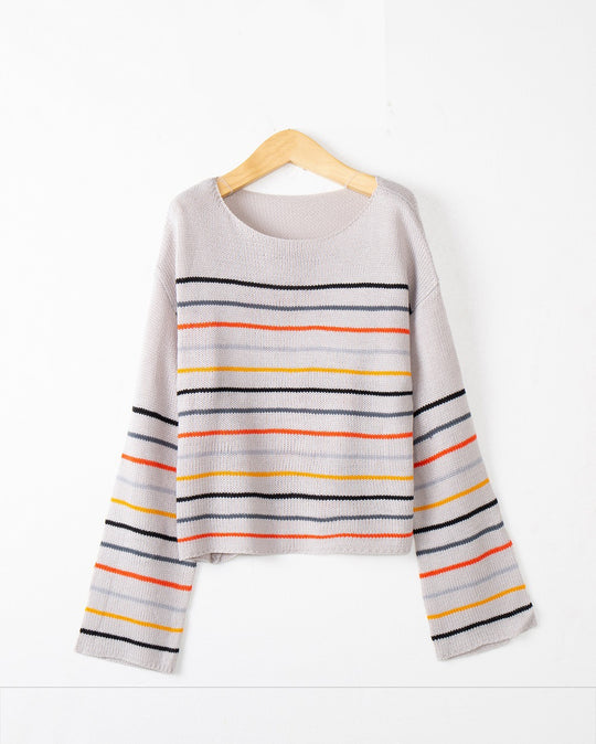 Damen Oversized Streifenpullover aus weichem Material mit weitem Schnitt EB