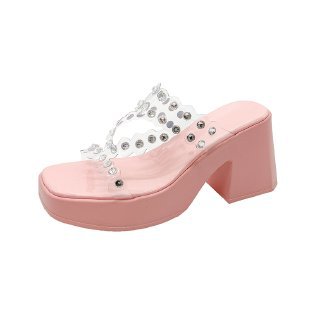 Damen Plateau-Pantoletten mit glitzernden Details EB