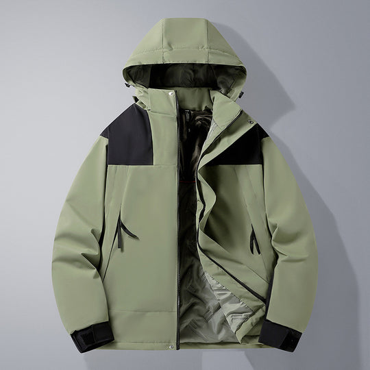 Herren Softshell-Isolationsjacke mit Kapuze, kontrastbesatz und verstellbaren Klettmanschetten EB