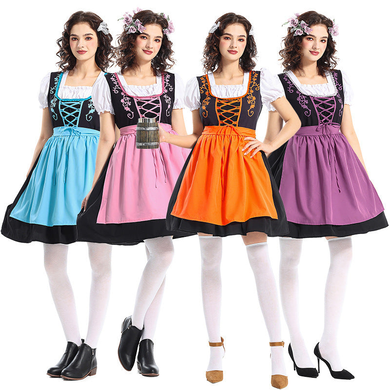 Damen nan traditionelles Dirndlkleid mit dekorativer Schnürung und abnehmbarer Schürze EB