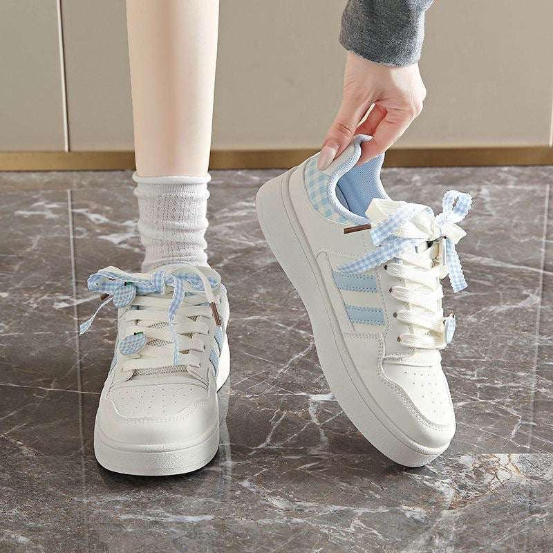 Damen Sneakers mit kariertem Bindungsdesign und atmungsaktiver Innensohle EB