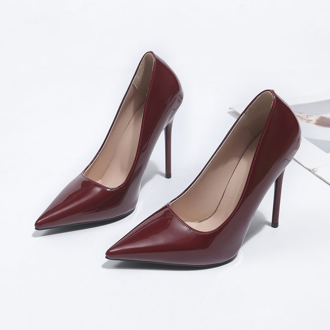 Damen spitze Lackpumps mit hochglänzendem Finish EB
