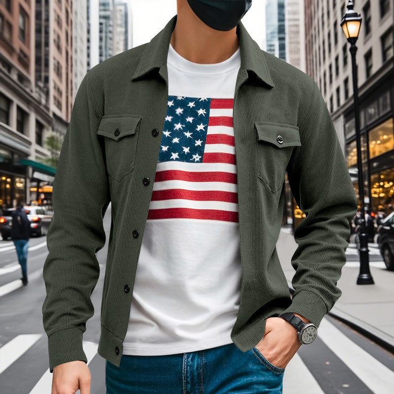 Herren lässige Oberhemdjacke mit funktionalen Taschen und strukturiertem Design EB