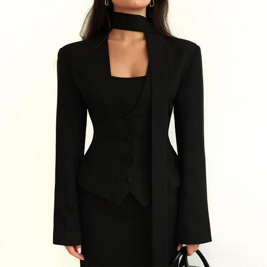 Damen Blazer mit hochgeschlossenem Kragen und voluminösen Ärmeln EB