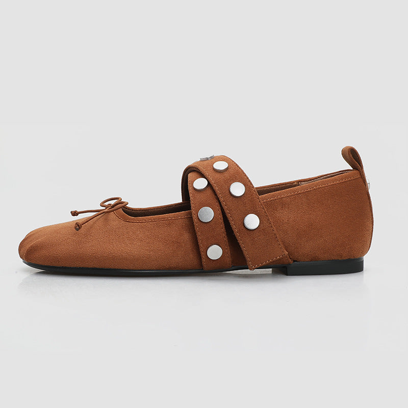 Damen Ballerinas mit modischem Riemendesign und dekorativen Metallakzenten EB