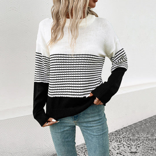 Damen Streifenpullover mit lässigem Schnitt und modernem Design EB