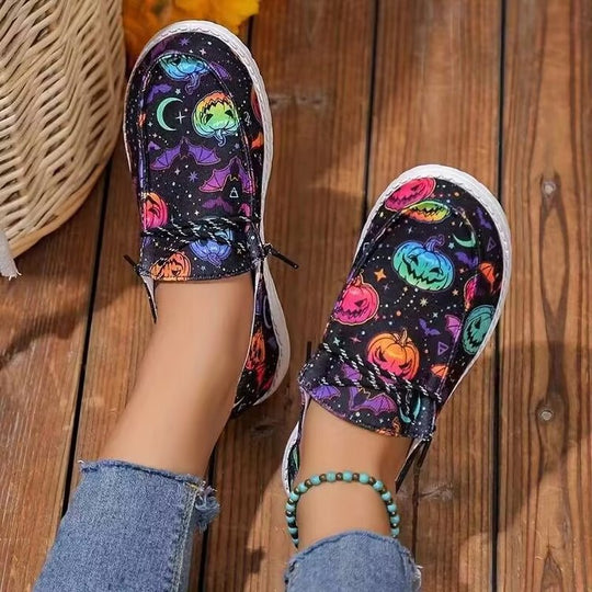 Damen Sneaker mit lustigem Halloween-Motiv und atmungsaktiver Sohle EB