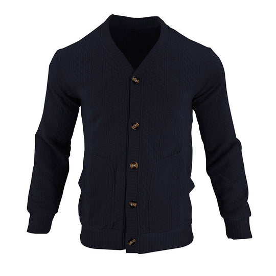 Herren Strickjacke mit hochwertigem Strukturmuster und modernen Knöpfen EB