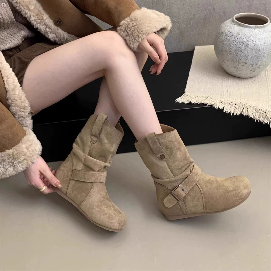 Damen Elegante Stiefel mit modischem Riemendesign und bequemer Passform EB