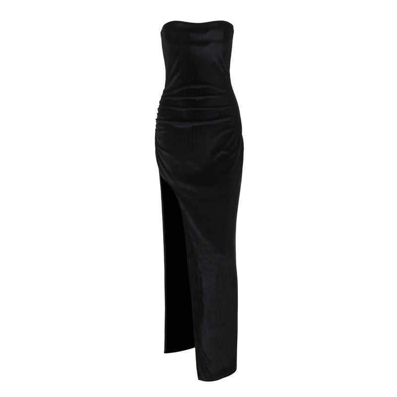 Damen Strapless Abendkleid mit eleganter Drapierung EB