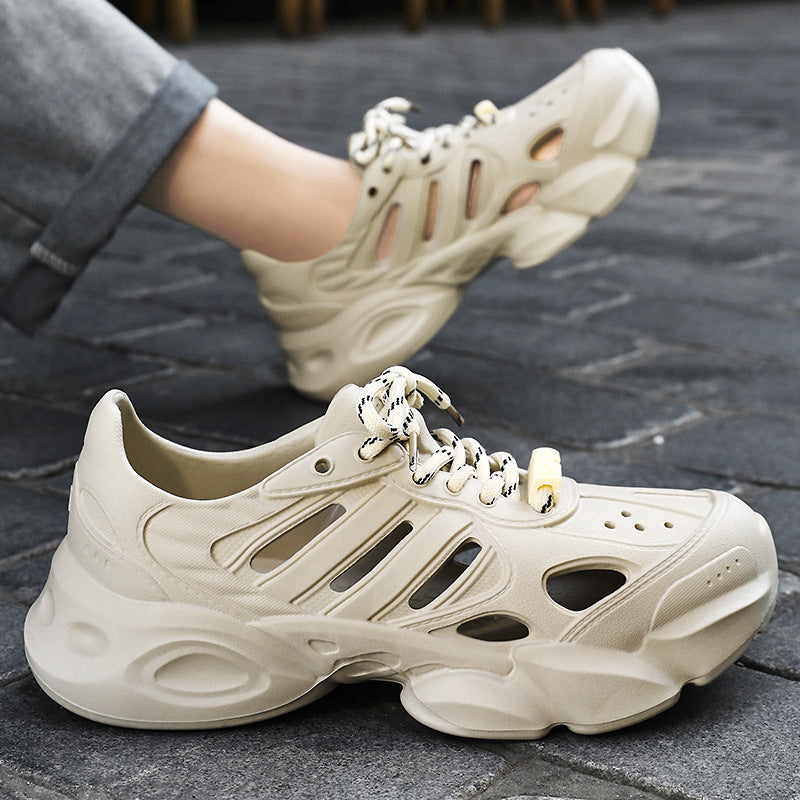 Herren nan futuristischer atmungsaktiver Cut-Out Plateau-Sneaker mit stoßdämpfender EVA-Sohle und Schnellverschluss EB