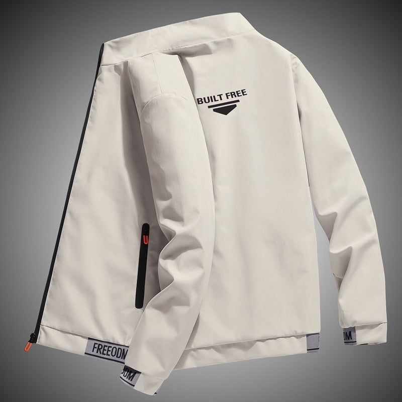 Herren leichter winddichter Freizeitblouson mit Logo-Print, Reißverschlusstaschen und elastischem Saum EB
