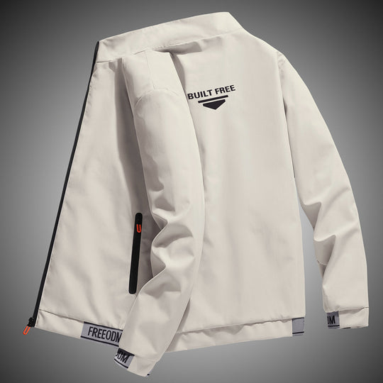 Herren leichter winddichter Freizeitblouson mit Logo-Print, Reißverschlusstaschen und elastischem Saum EB