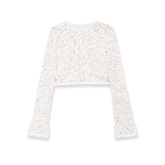 Damen Cropped Strickoberteil mit elegantem Längs-Muster EB