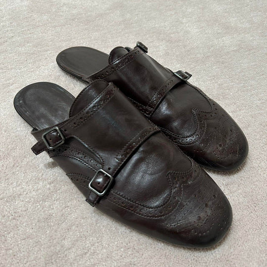 Damen elegante Mokassins mit doppeltem Riemen und feiner Prägung EB