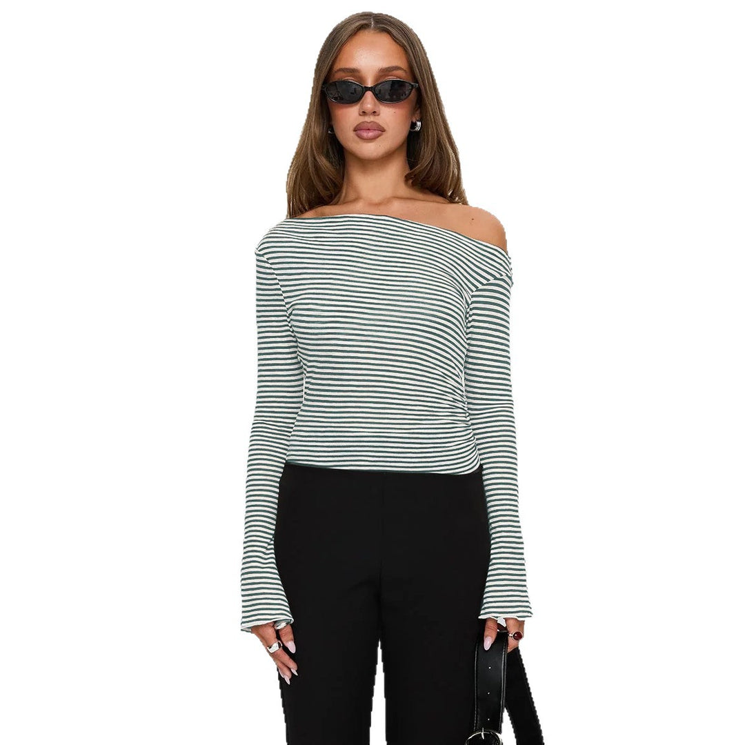 Damen Trendiges Oberteil mit asymmetrischem Ausschnitt und punktiertem Design EB