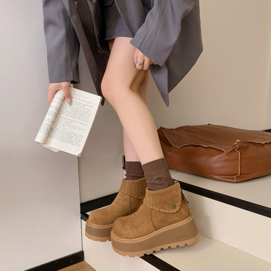 Damen Plattformstiefeletten mit hochgezogenem Schaft von EB