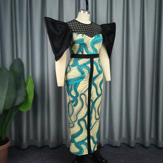 Damen Elegant designendes Maxikleid mit auffälligen Puffärmeln EB