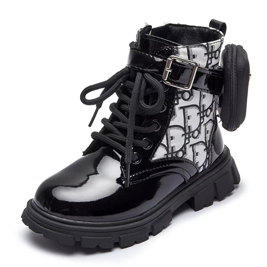 Damen modische Ankle Boots mit praktischen Taschen und robustem Profilsohle EB