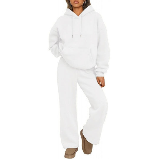 Damen Oversized Hoodie-Set mit Kängurutasche und weiter Palazzohose EB