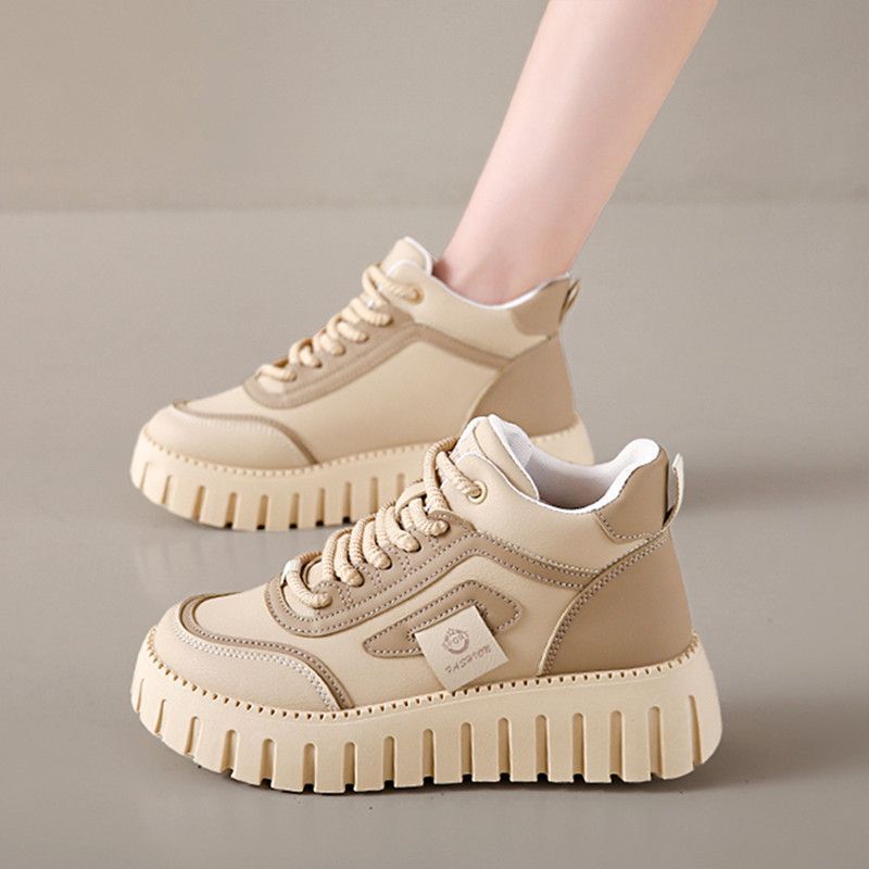 Damen Modische High-Top Sneakers mit dicker Profilsohle und eleganten Akzenten EB