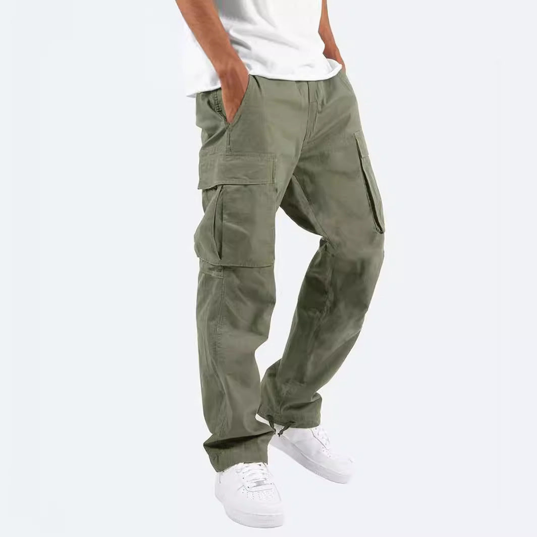Herren nan lässige Baumwoll Cargo-Hose mit Multi-Taschen und verstellbarem Saum EB