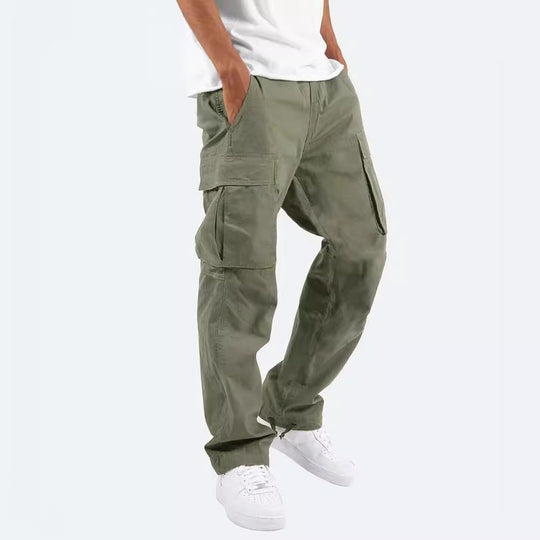 Herren nan lässige Baumwoll Cargo-Hose mit Multi-Taschen und verstellbarem Saum EB