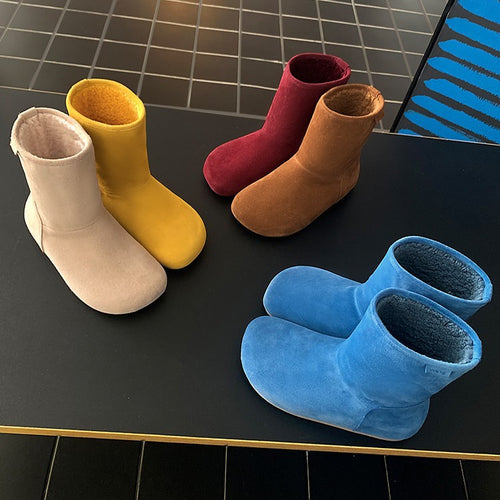 Damen warme Hausschuhstiefel mit flauschigem Innenfutter und hochwertiger Wildlederoberfläche EB